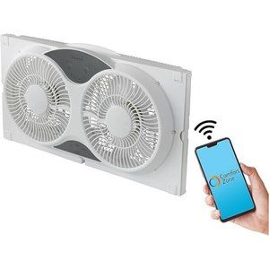 Comfort Zone Smart Twin Window Fan - 3-Speed, Expandable, Reversible, Alexa